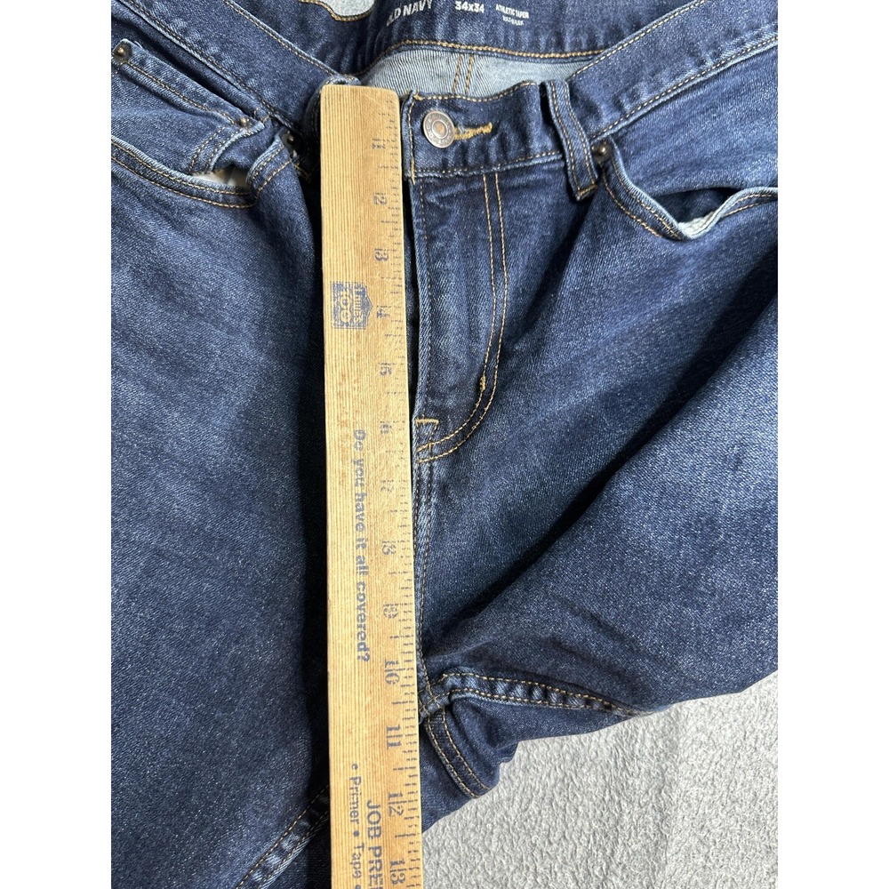 Old Navy Athletic Jeans Mens 34x34 (34x31) Dark Wash Blue Built-In Flex Denim - Picture 6 of 14